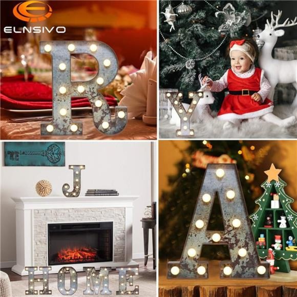 LED Marquee Light Up Letters Industrial Vintage Style Lighted Letters Rust Metal - Picture 4 of 8